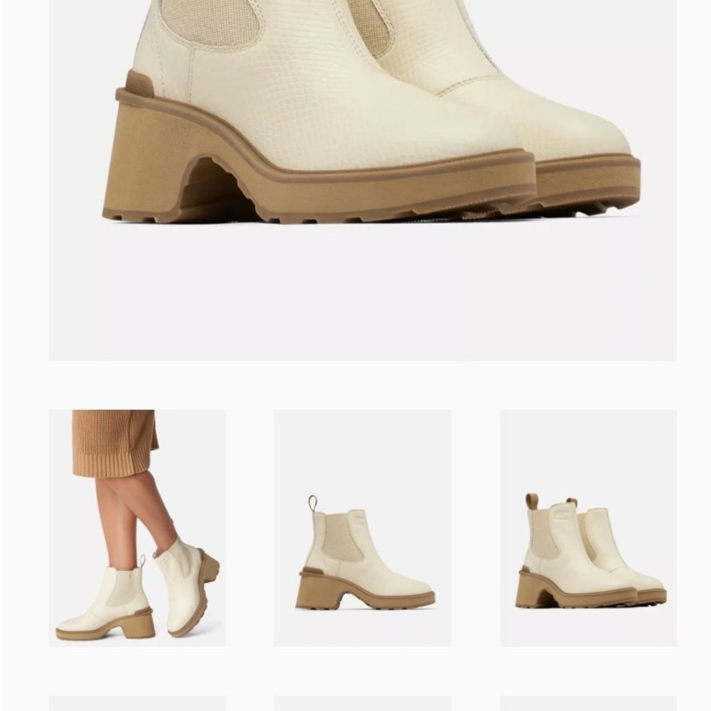 Sorel Cream and Tan Heeled Boots